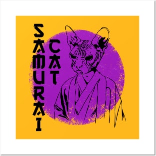 samurai cat Posters and Art